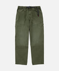 Moss colored Gramicci Taos Canvas Pant with a belt against a light-tone background.