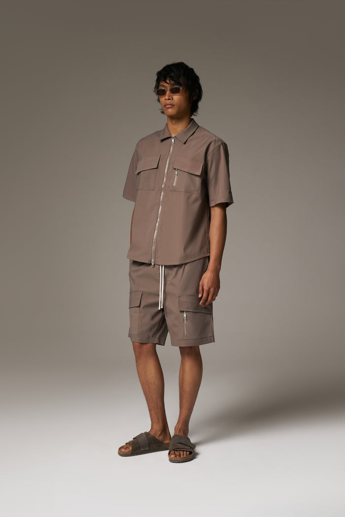 TECHNICAL HEAVYWEIGHT UTILITY SHORTS - COFFEE