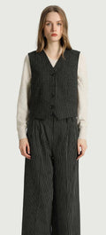 The Korner VALERIE Vest in Black Pinstripe