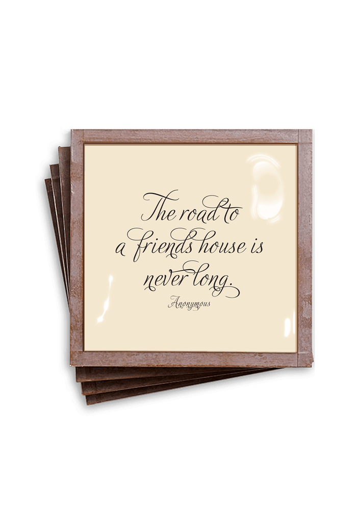 The Road To A Friends House Copper & Glass Coasters, Set of 4 - Ben's Garden