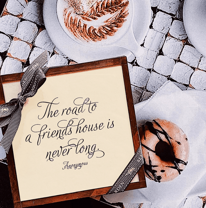 The Road To A Friends House Copper & Glass Coasters, Set of 4 - Ben's Garden