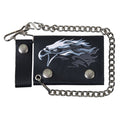Tribal Eagle Tri-Fold Wallet: 4" tri-fold wallet made of soft black leather