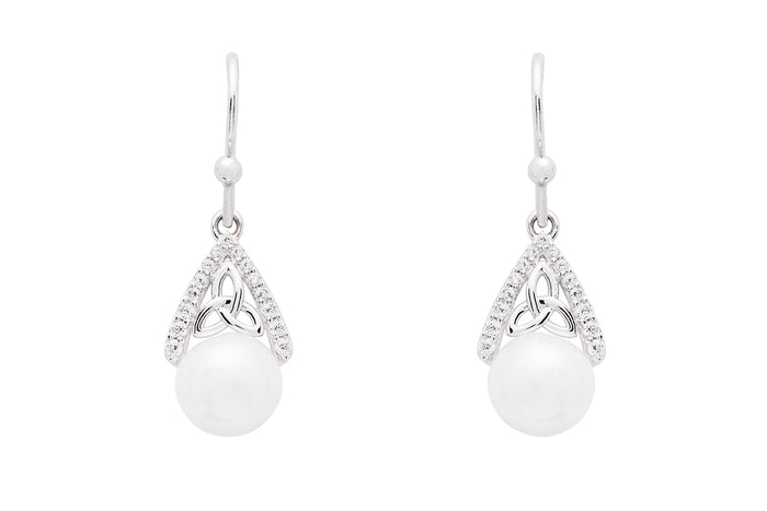 Trinity CZ Pearl Earrings