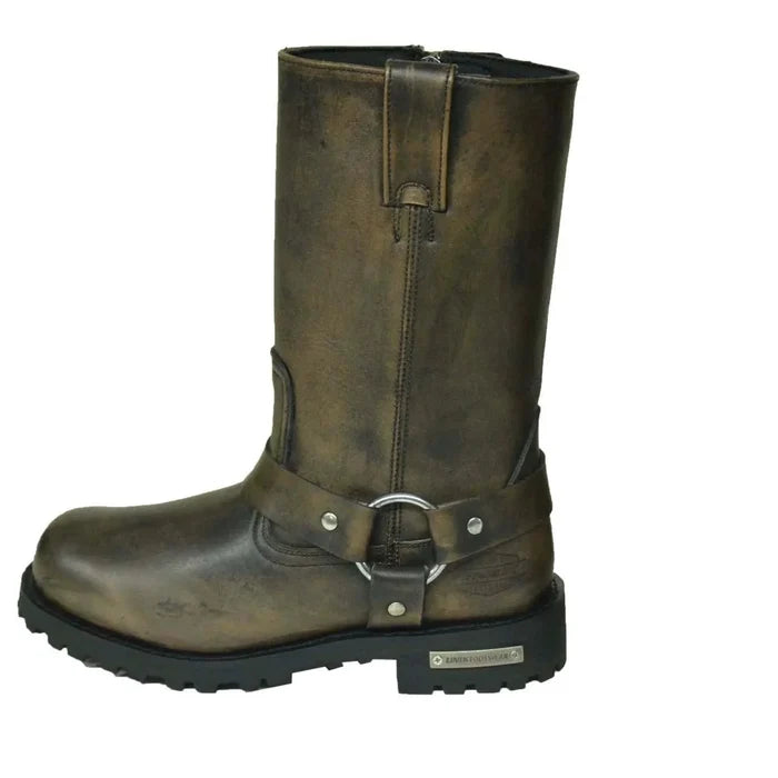 Unik brown harness leather motorcycle boot side view