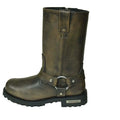Unik brown harness leather motorcycle boot side view
