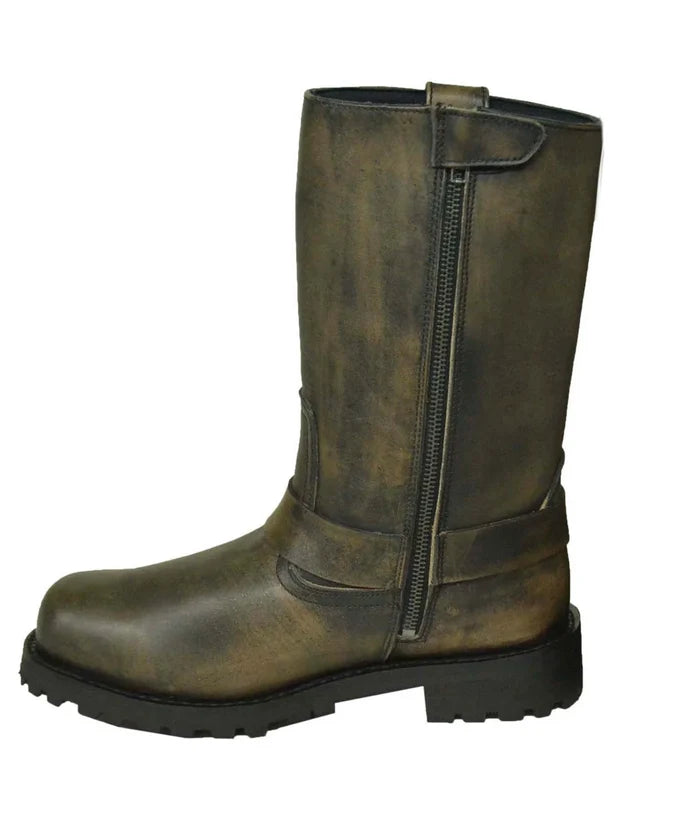 Unik brown harness leather boot front view