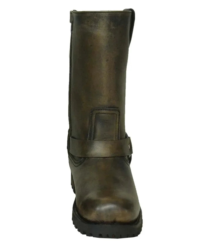 Unik brown harness motorcycle boot rear view
