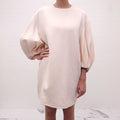 VALENTINO CREAM WOOL AND SILK BLEND CREPE MINI DRESS - SIZE 42