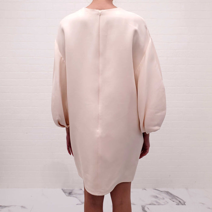 VALENTINO CREAM WOOL AND SILK BLEND CREPE MINI DRESS - SIZE 42
