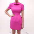 VALENTINO PINK WOOL AND CREPE OPEN BACK MINI DRESS WITH BOW - SIZE 36