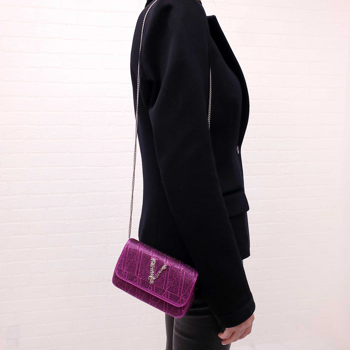 VERSACE PURPLE MINI VIRTUS CRYSTAL PAVÉ EVENING BAG