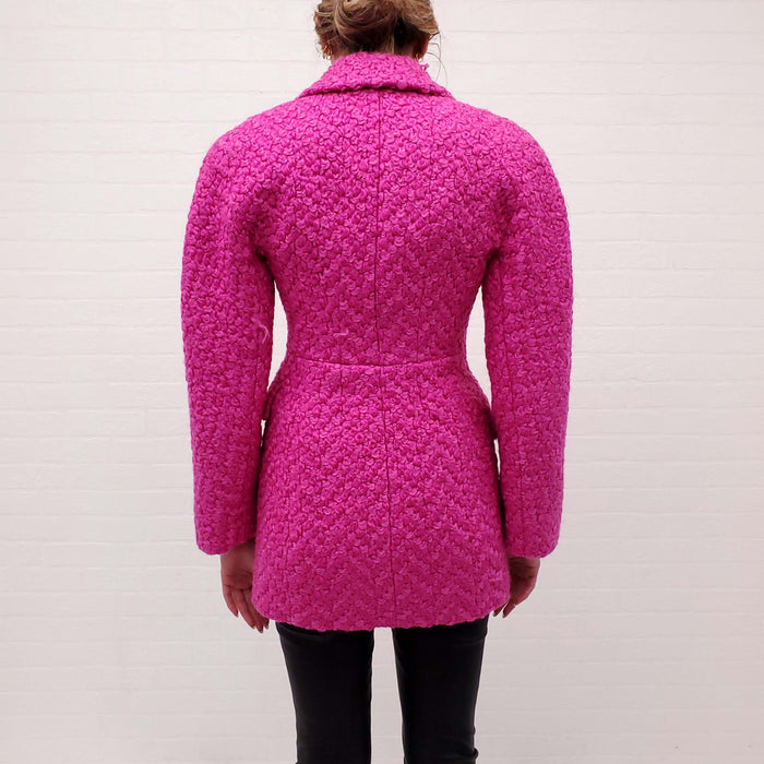 VERSACE RUNWAY PINK TWEED BLAZER WITH MEDUSA BUTTONS - SIZE 38