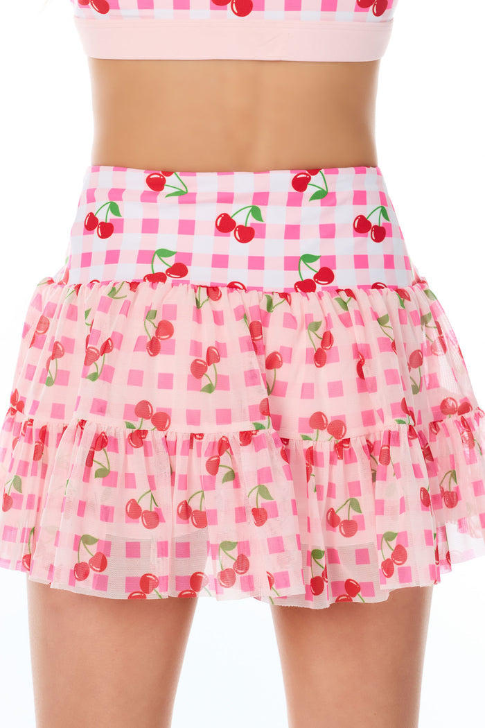 Very Cherry Mesh Overlay Skirt