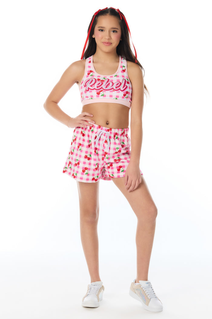 Very Cherry Racer Back Sports Bra