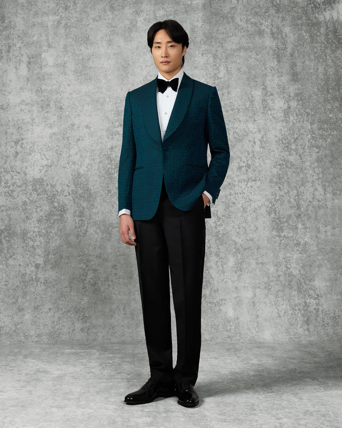 Vincent Wool & Linen Portsmouth Man Jacquard Dress Suit Teal