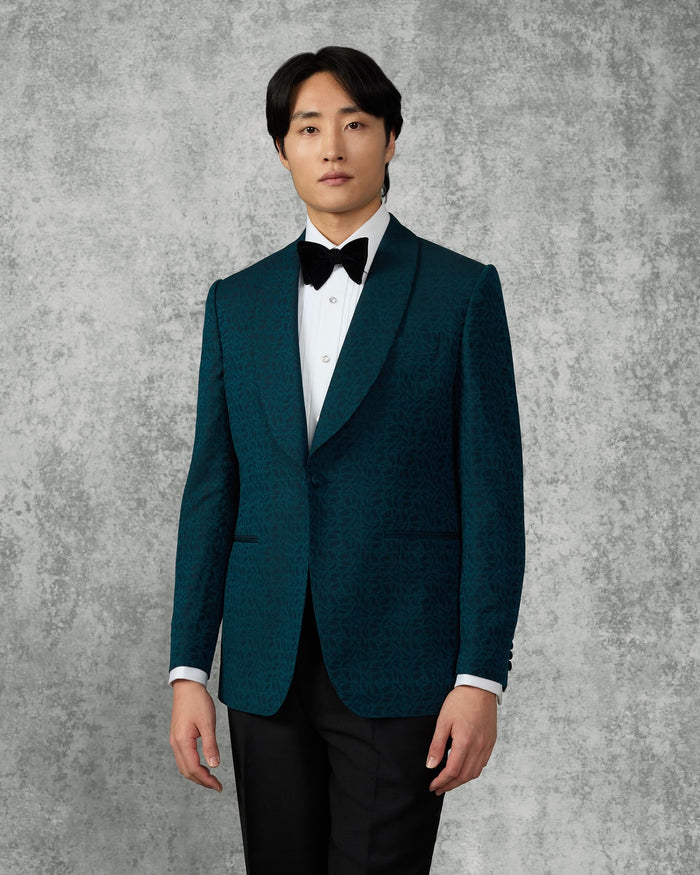 Vincent Wool & Linen Portsmouth Man Jacquard Dress Suit Teal