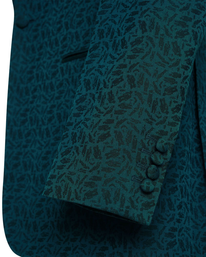Vincent Wool & Linen Portsmouth Man Jacquard Dress Suit Teal