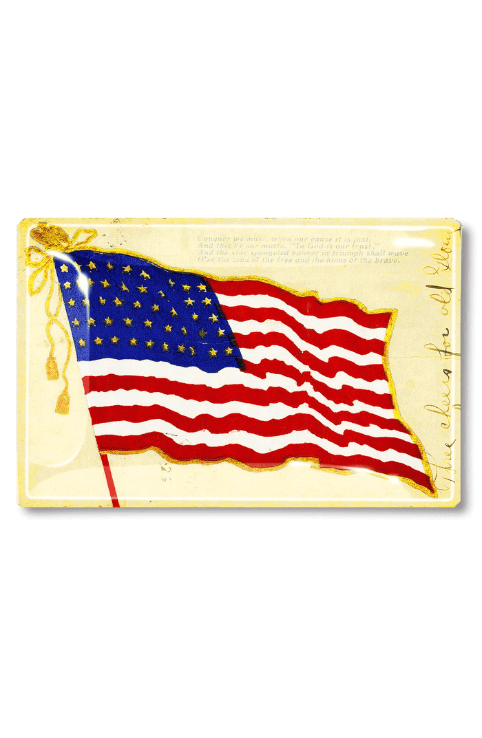 Vintage Flying American Flag Decoupage Glass Tray - Ben's Garden