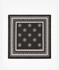Black bandana with white pattern on a white background