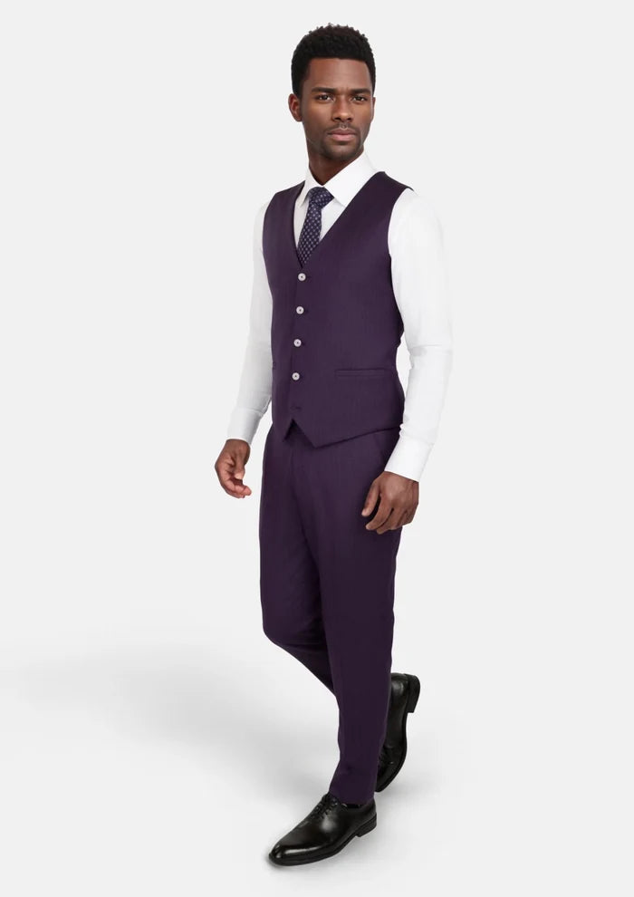 Violet Herringbone Vest - SARTORO