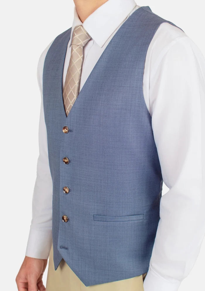 Vista Blue Sharkskin Vest - SARTORO