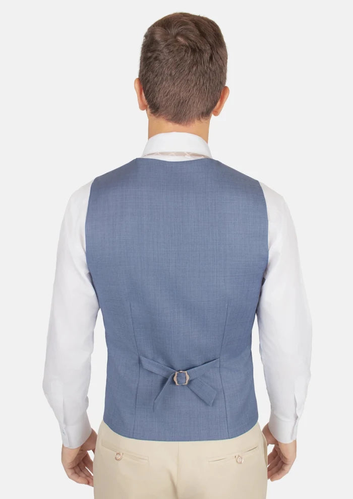 Vista Blue Sharkskin Vest - SARTORO