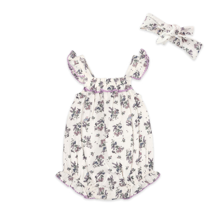 Vivian Floral Baby Romper + Headband (Organic)