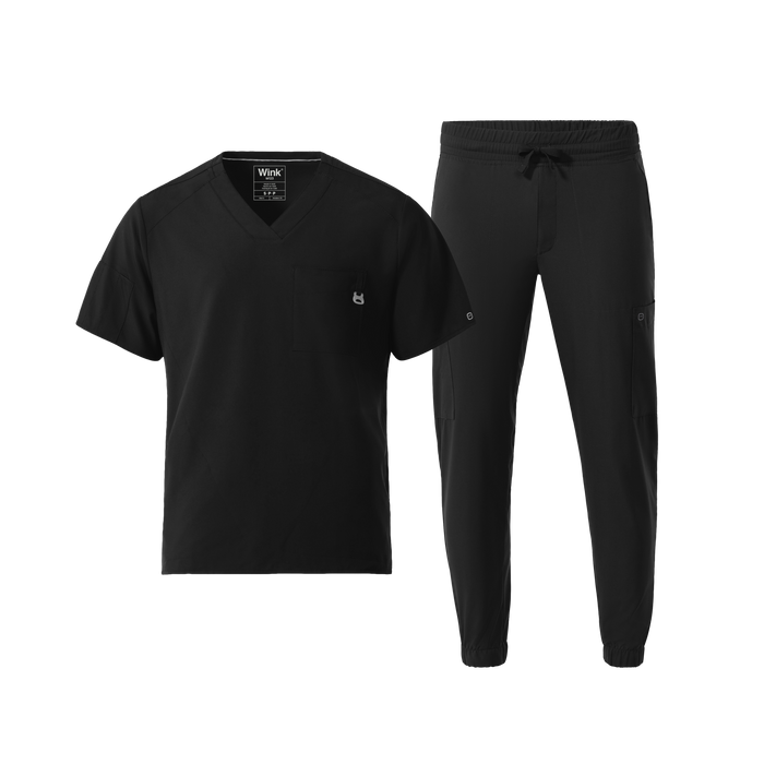 W123 Men's V-Neck and Jogger Scrub Set