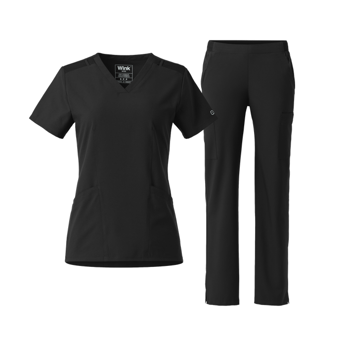 W123 Women's V-Neck and Cargo Pant Scrub Set
