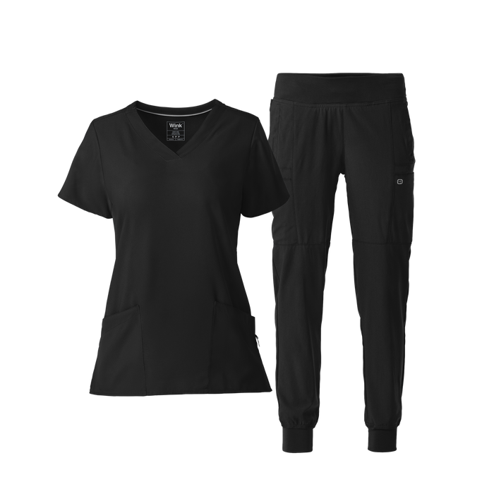 W123 Women's V-Neck and Jogger Scrub Set