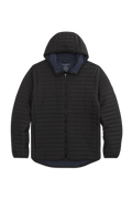 Front view of WARMKNIT AIR Hooded Jacket in True Black / Total Eclipse