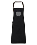 waxed-look denim bib apron with faux leather PR136
