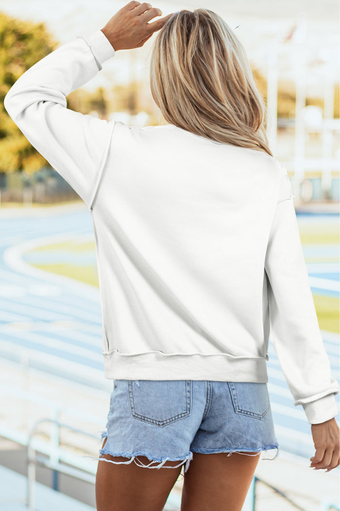 White Kentucky Graphic Mock Neck Reversible Sweatshirt
