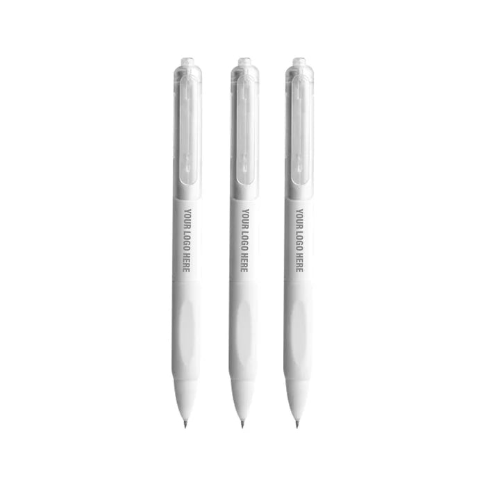 White Retractable Gel Pen 0.5mm - Black Ink (BP09)