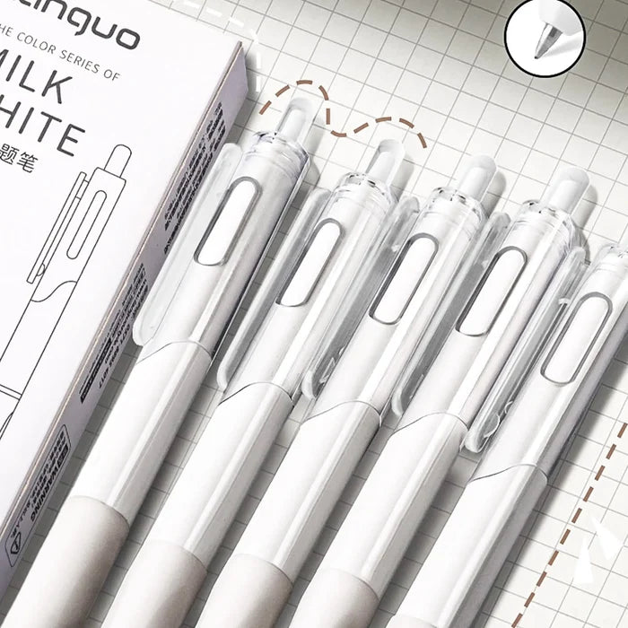 White Retractable Gel Pen 0.5mm - Black Ink (BP09)