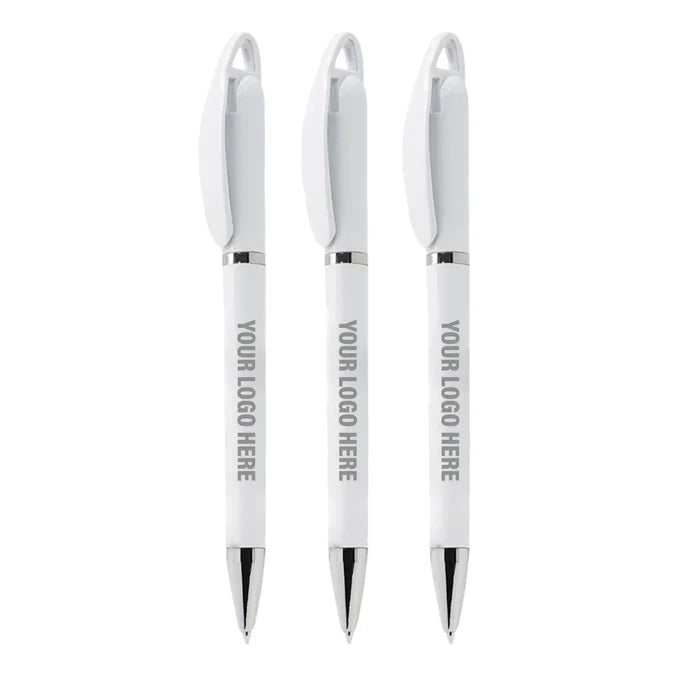 White Retractable Pen - Black Ink (BP10)