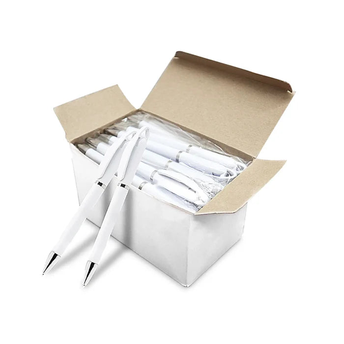 White Retractable Pen - Black Ink (BP10)