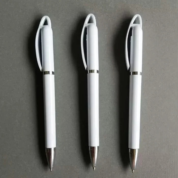 White Retractable Pen - Black Ink (BP10)