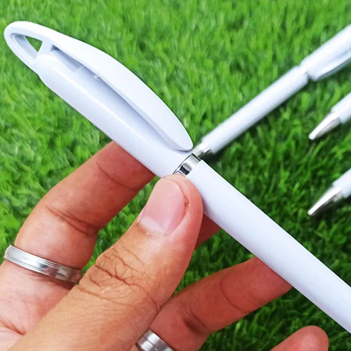 White Retractable Pen - Black Ink (BP10)
