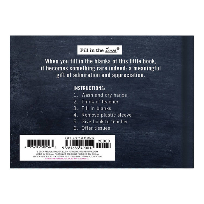 Why You're the Best Teacher Ever  Fill in the Love® Book