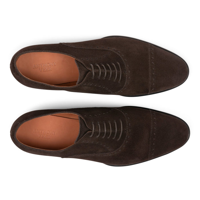 Windsor Brogue Cap - Toe // Tobacco Velvet Brown Suede - SARTORO