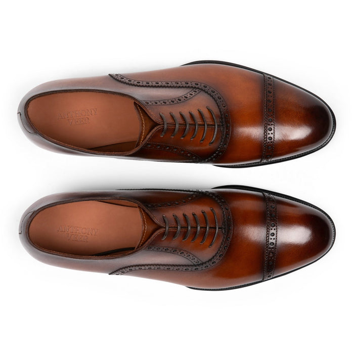 Windsor Brogue Cap - Toe // Vintage Amber Tan - SARTORO