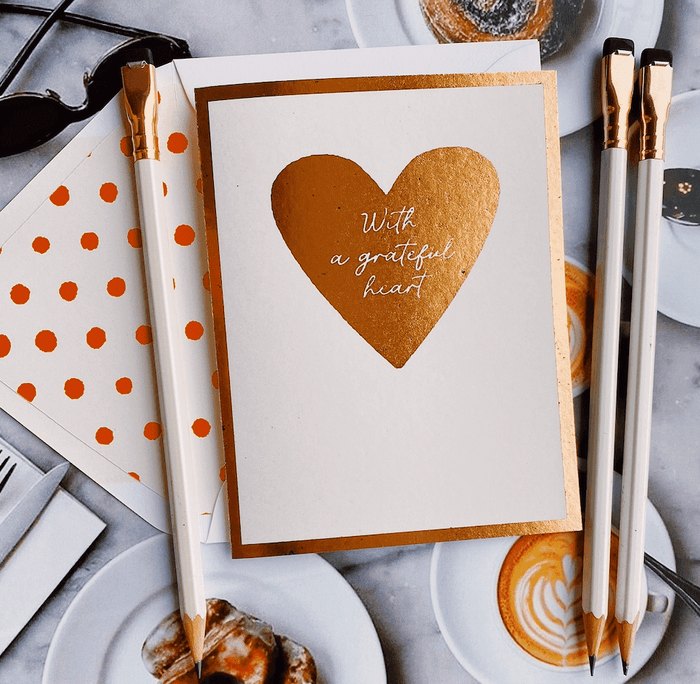 With A Grateful Heart Greeting Card, Blank Single Folded Card - Ben's Garden