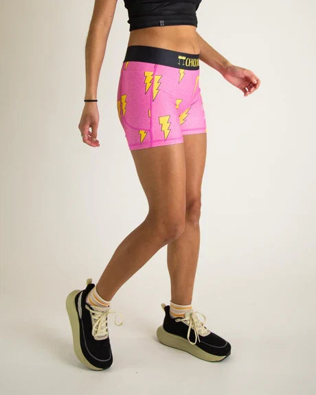 Women's Hot Pink Bolts 3" Compression Running Shorts