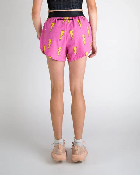 Women's Hot Pink Bolts 4" Split Running Shorts