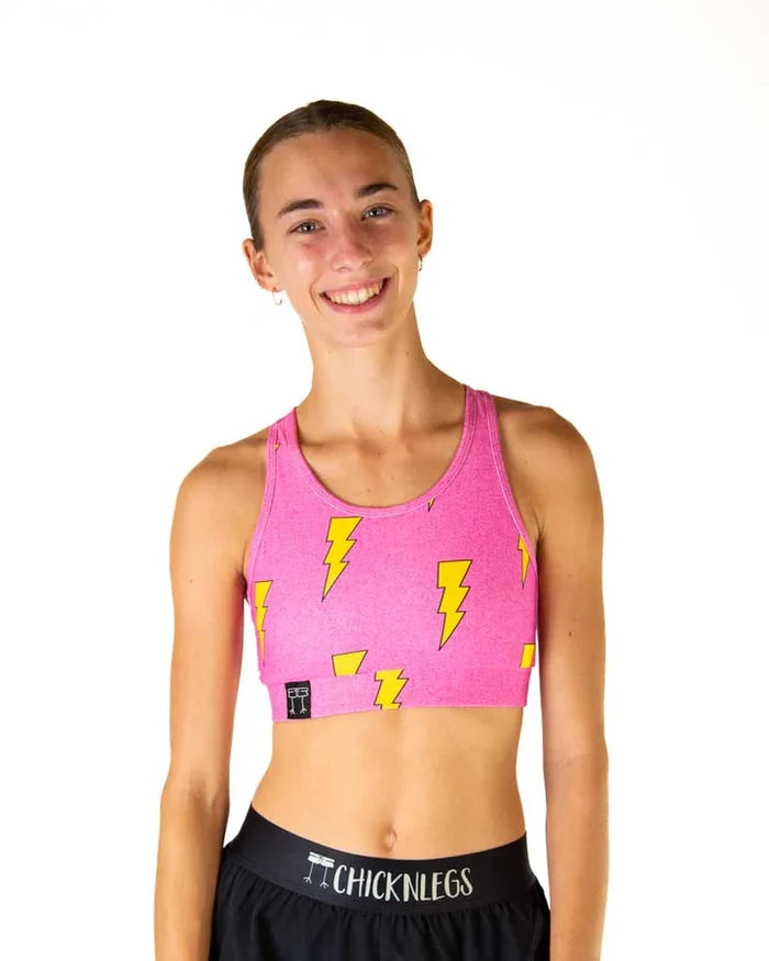 Women's Hot Pink Bolts OG Sports Bra