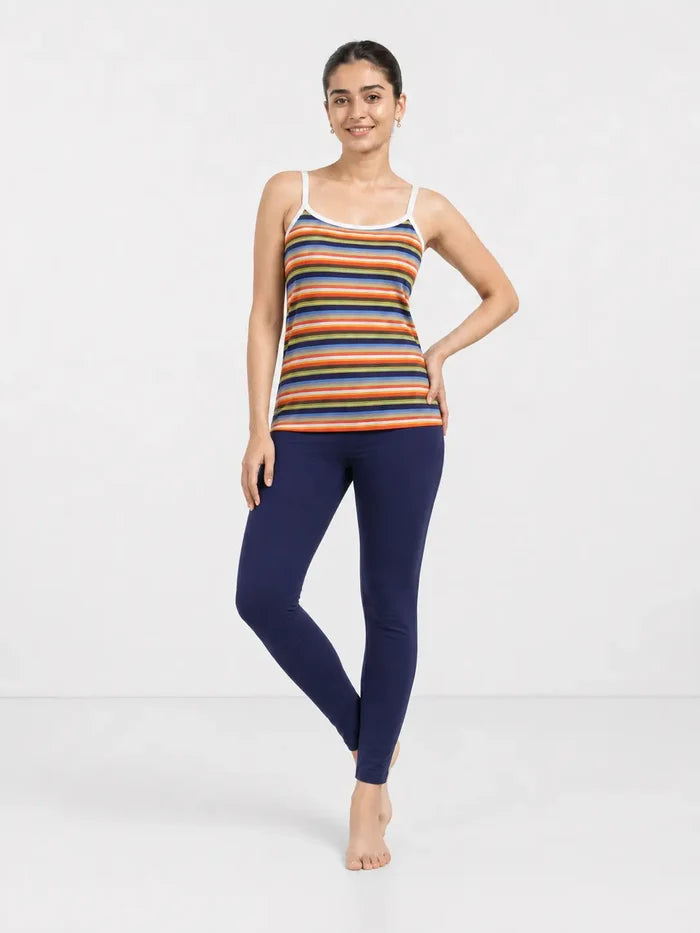 Women's Multicolor Striped Jersey Cotton Camisole  Soft Breathable Regular Fit - Hinz Clothing