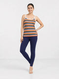 Women's Multicolor Striped Jersey Cotton Camisole  Soft Breathable Regular Fit - Hinz Clothing