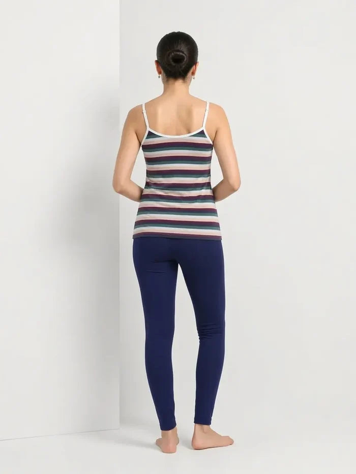 Women's Pink Multicolor Striped Jersey Cotton Camisole Soft Breathable Regular Fit