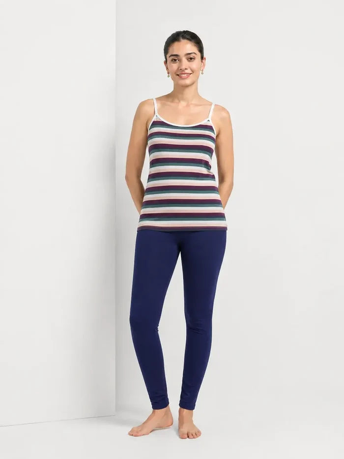 Women's Pink Multicolor Striped Jersey Cotton Camisole Soft Breathable Regular Fit